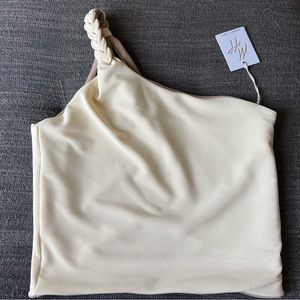 Reversible ribbed extended length crop top